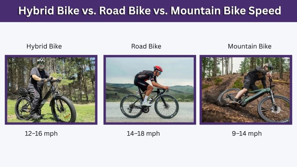 Hybrid Bike vs. Road Bike vs. Mountain Bike Speed